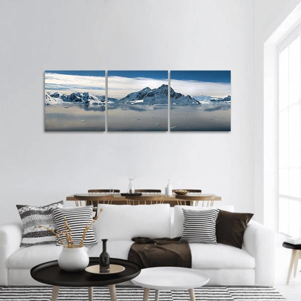 Frozen Lake In Winter Panoramic Canvas Wall Art-3 Piece-25" x 08"-Tiaracle