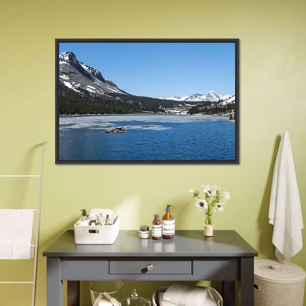 Frozen Lake In Yosemite National Park Canvas Wall Art-1 Piece-Floating Frame-24" x 16"-Tiaracle