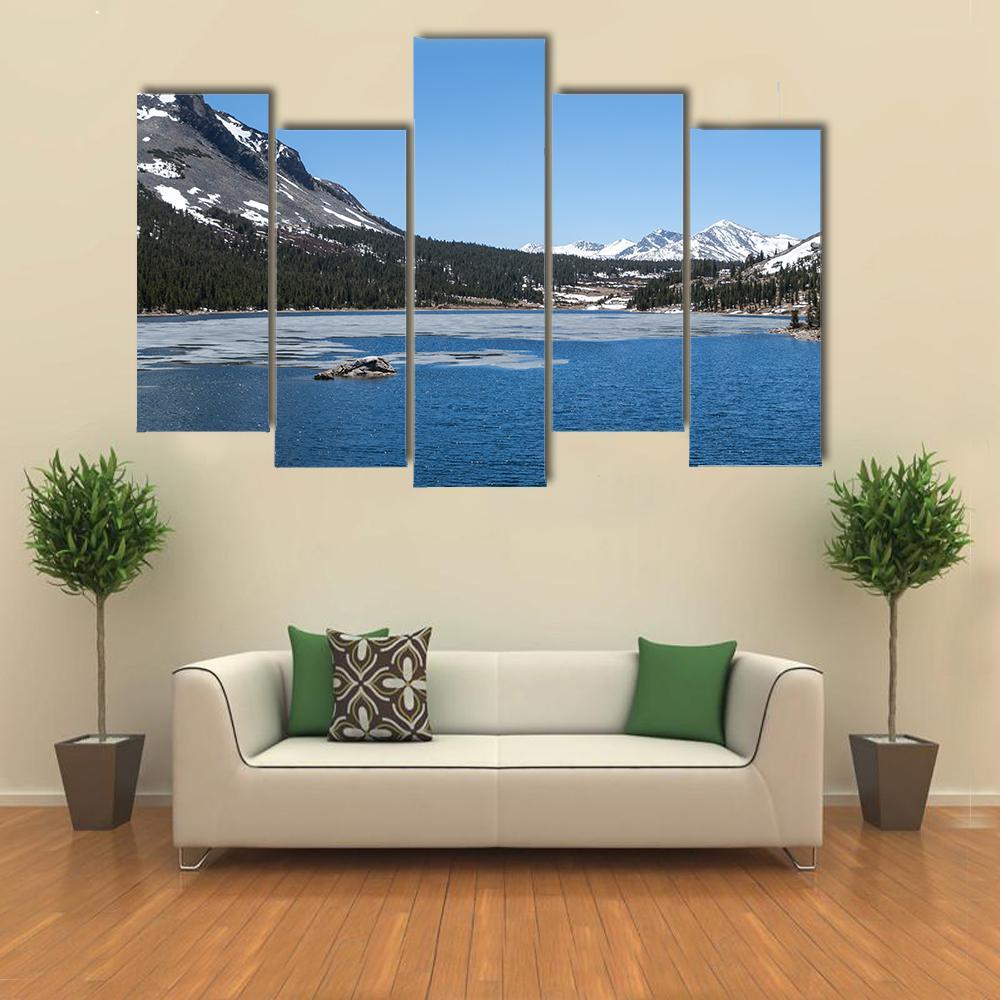 Frozen Lake In Yosemite National Park Canvas Wall Art-5 Pop-Gallery Wrap-47" x 32"-Tiaracle