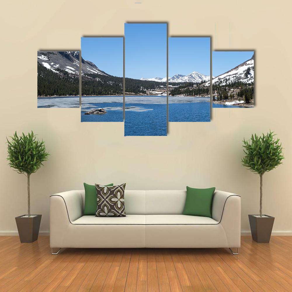 Frozen Lake In Yosemite National Park Canvas Wall Art-5 Star-Gallery Wrap-62" x 32"-Tiaracle