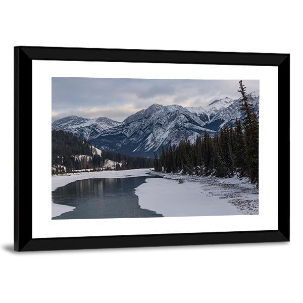 Frozen Maligne Lake Canvas Wall Art-3 Horizontal-Gallery Wrap-25" x 16"-Tiaracle