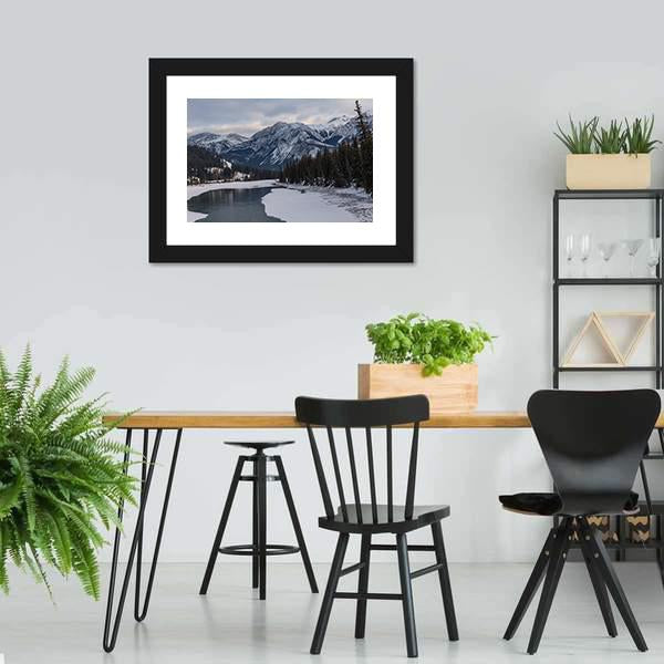Frozen Maligne Lake Canvas Wall Art-3 Horizontal-Gallery Wrap-25" x 16"-Tiaracle