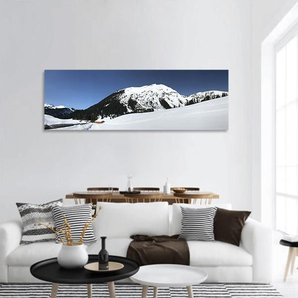 Frozen Mountain In Austria Panoramic Canvas Wall Art-1 Piece-36" x 12"-Tiaracle