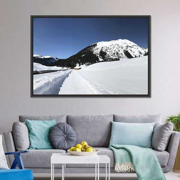 Frozen Mountain In Austria Panoramic Canvas Wall Art-1 Piece-36" x 12"-Tiaracle