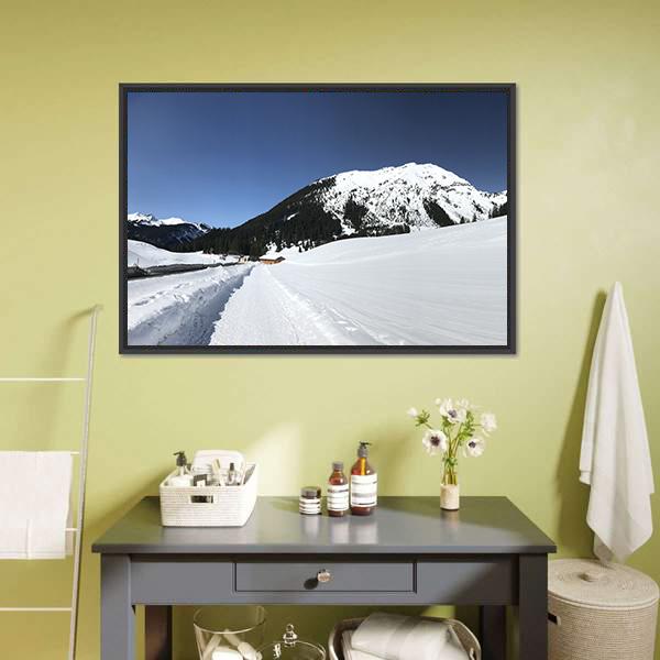 Frozen Mountain In Austria Panoramic Canvas Wall Art-1 Piece-36" x 12"-Tiaracle
