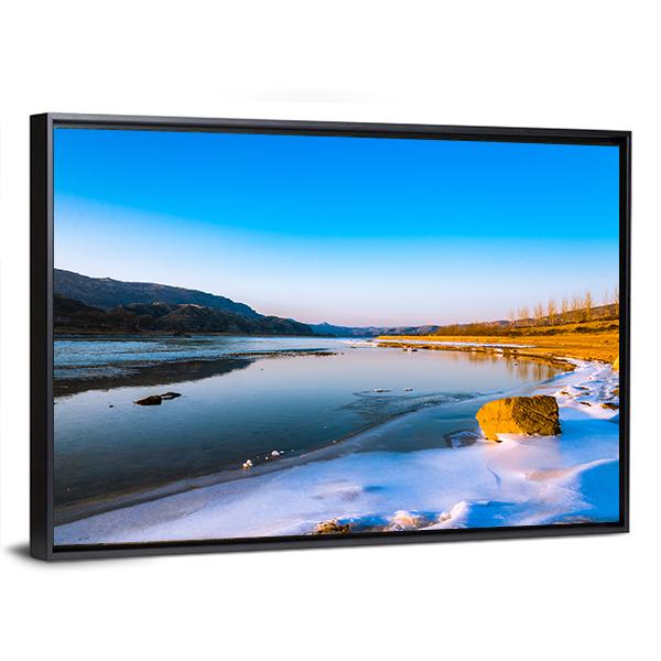 Frozen Yellow River China Canvas Wall Art-3 Horizontal-Gallery Wrap-25" x 16"-Tiaracle