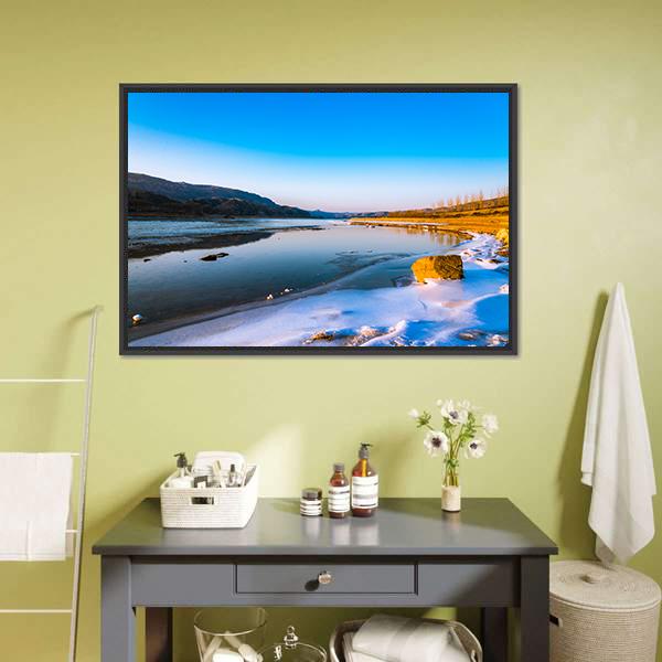 Frozen Yellow River China Canvas Wall Art-1 Piece-Floating Frame-24" x 16"-Tiaracle