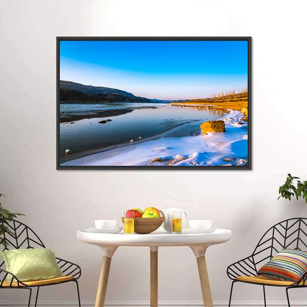 Frozen Yellow River China Canvas Wall Art-3 Horizontal-Gallery Wrap-25" x 16"-Tiaracle