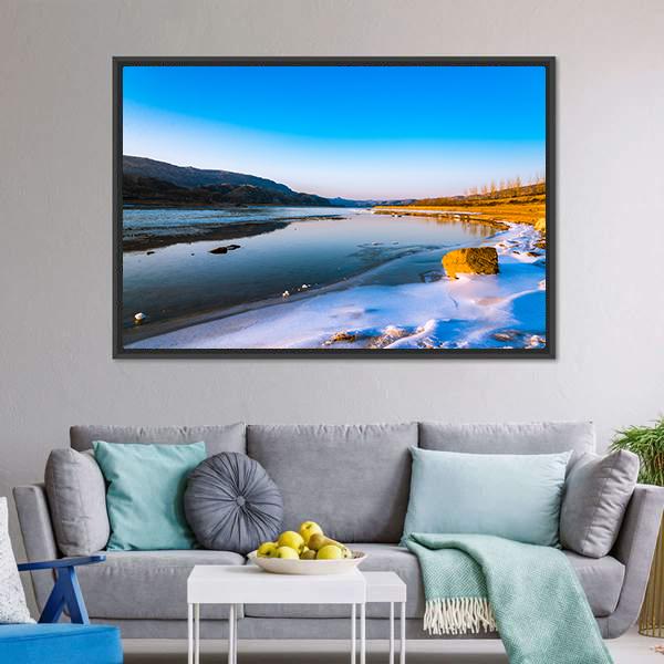 Frozen Yellow River China Canvas Wall Art-3 Horizontal-Gallery Wrap-25" x 16"-Tiaracle