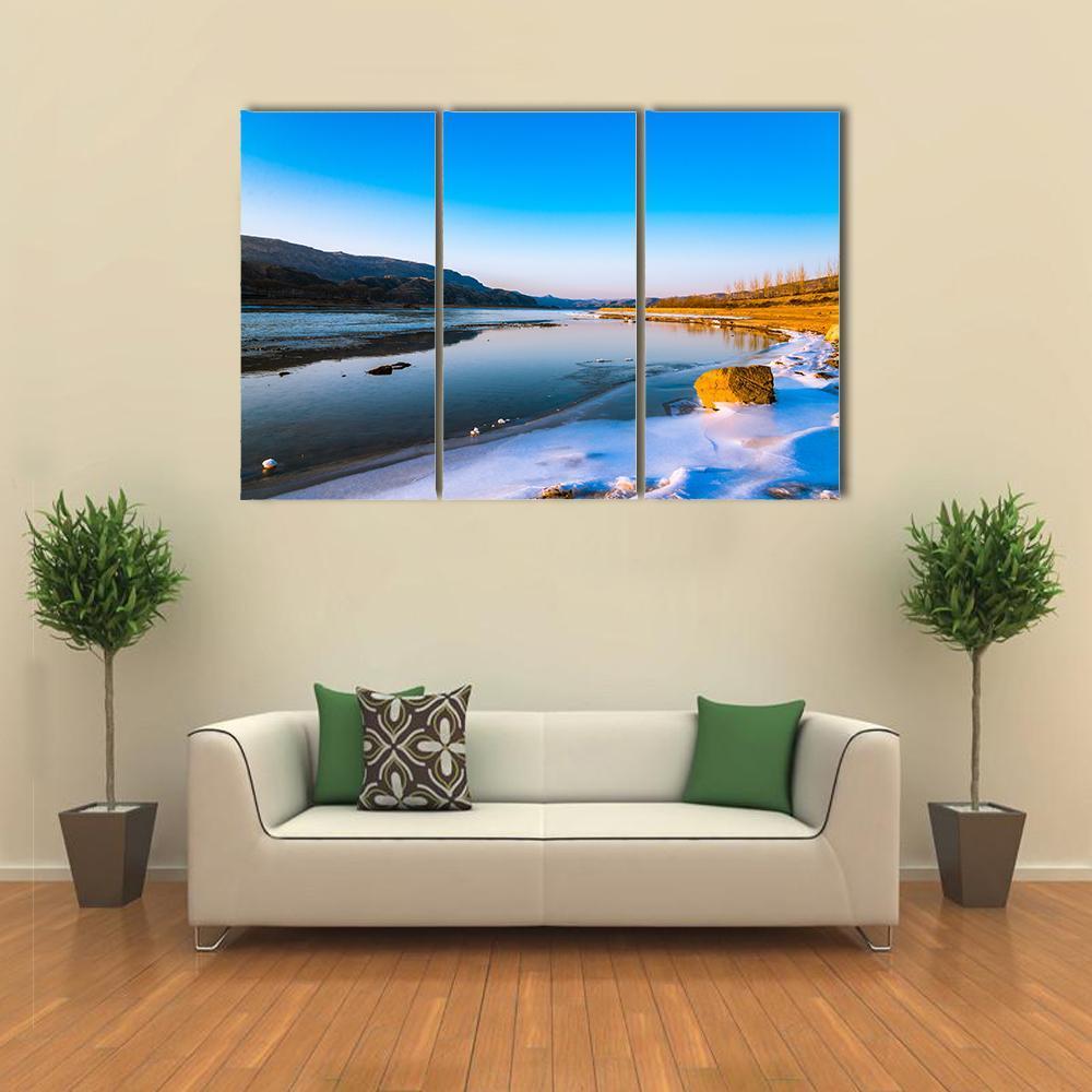 Frozen Yellow River China Canvas Wall Art-3 Horizontal-Gallery Wrap-37" x 24"-Tiaracle