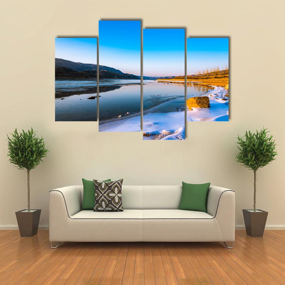 Frozen Yellow River China Canvas Wall Art-4 Pop-Gallery Wrap-50" x 32"-Tiaracle