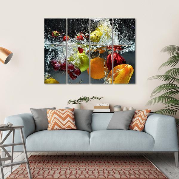 Fruits & Vegetables Under Water Canvas Wall Art-4 Horizontal-Gallery Wrap-34" x 24"-Tiaracle
