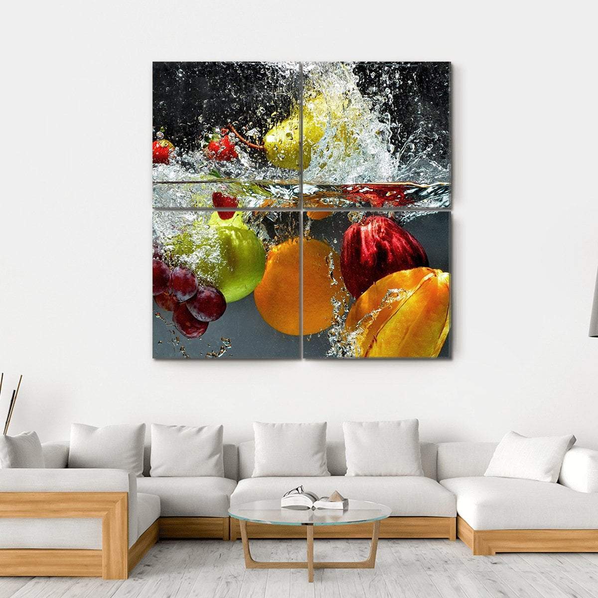 Fruits &amp; Vegetables Under Water Canvas Wall Art-4 Square-Gallery Wrap-17" x 17"-Tiaracle