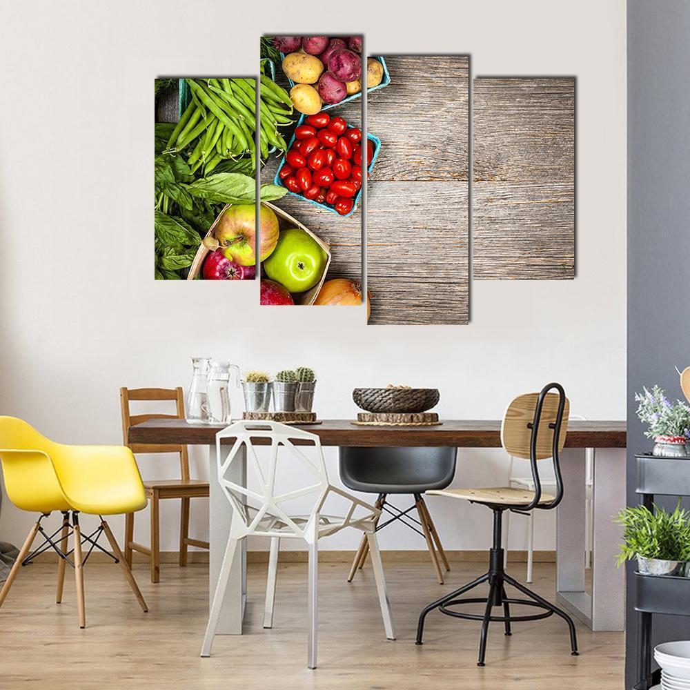Fruits &amp; Vegetables Canvas Wall Art-4 Pop-Gallery Wrap-50" x 32"-Tiaracle