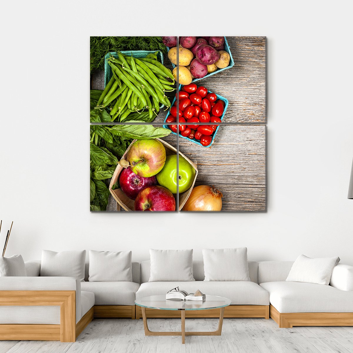 Fruits &amp; Vegetables Canvas Wall Art-4 Square-Gallery Wrap-17" x 17"-Tiaracle