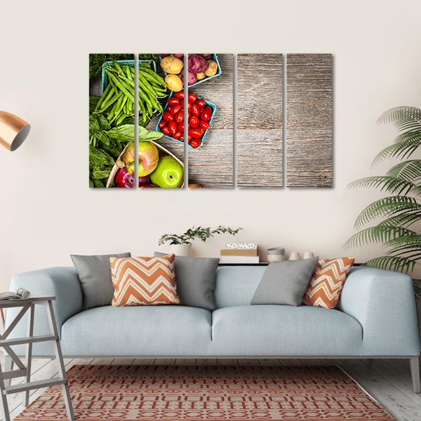 Fruits &amp; Vegetables Canvas Wall Art-5 Horizontal-Gallery Wrap-22" x 12"-Tiaracle
