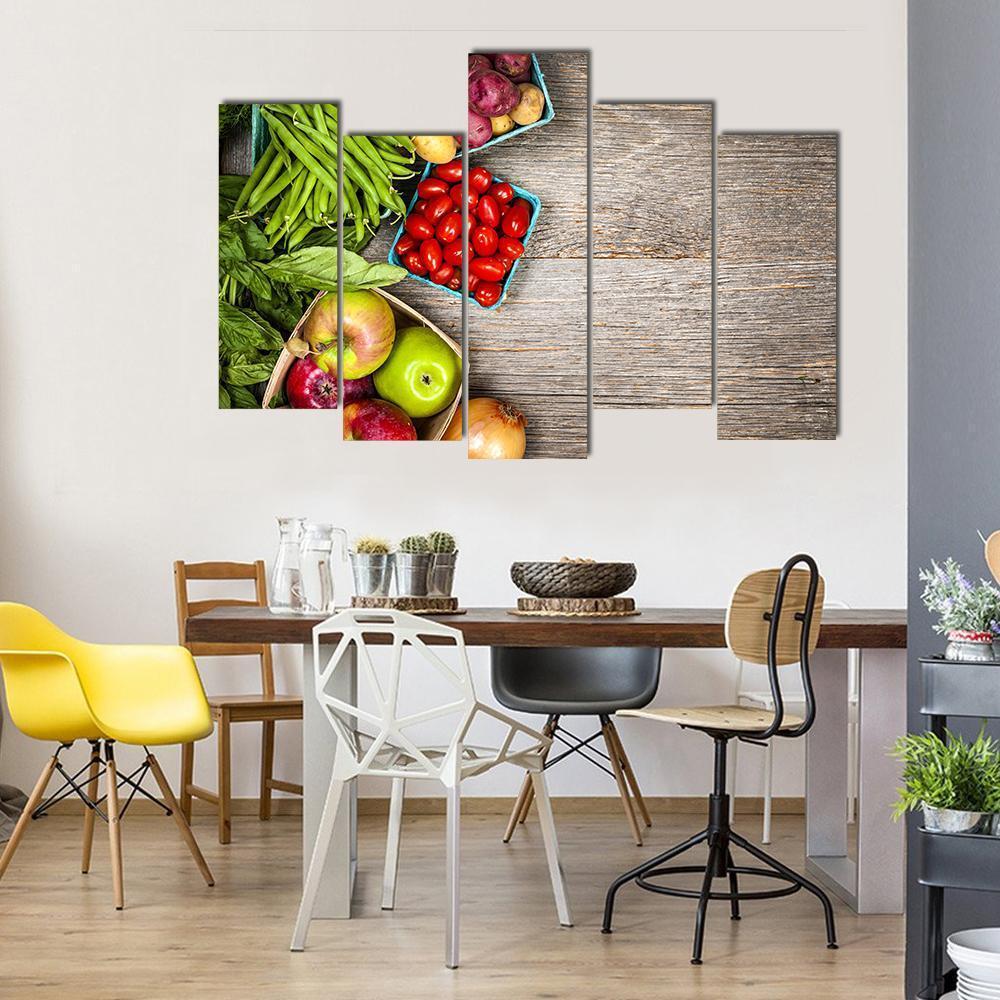 Fruits &amp; Vegetables Canvas Wall Art-5 Pop-Gallery Wrap-47" x 32"-Tiaracle