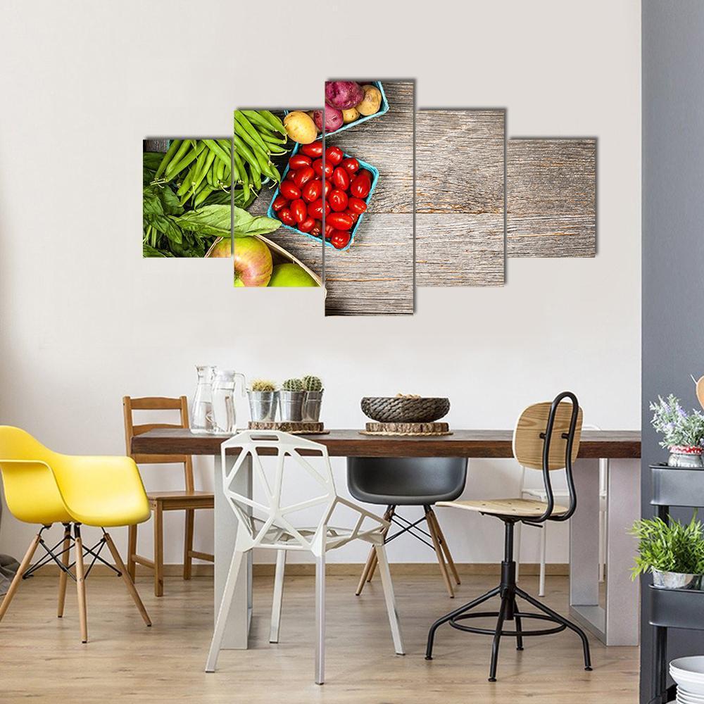 Fruits &amp; Vegetables Canvas Wall Art-5 Star-Gallery Wrap-62" x 32"-Tiaracle