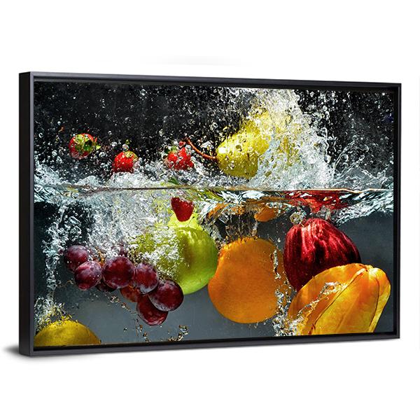 Fruits &amp; Vegetables Under Water Canvas Wall Art-3 Horizontal-Gallery Wrap-25" x 16"-Tiaracle
