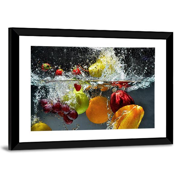 Fruits &amp; Vegetables Under Water Canvas Wall Art-3 Horizontal-Gallery Wrap-25" x 16"-Tiaracle