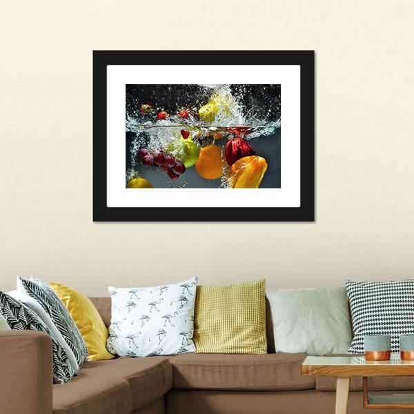 Fruits &amp; Vegetables Under Water Canvas Wall Art-5 Horizontal-Gallery Wrap-22" x 12"-Tiaracle
