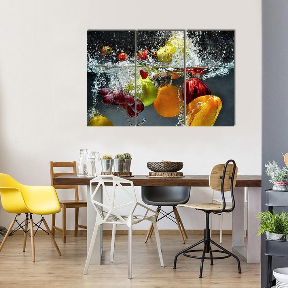 Kitchen Themed Wall Art Decor Vegetables and seasoning In Table Canvas  Paintings