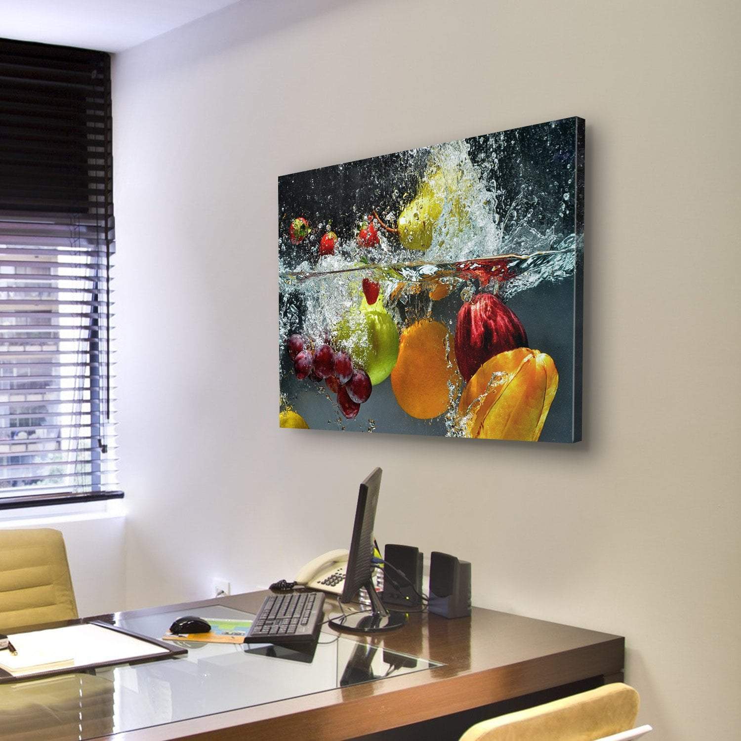 Fruits & Vegetables Under Water Canvas Wall Art-3 Horizontal-Gallery Wrap-37" x 24"-Tiaracle