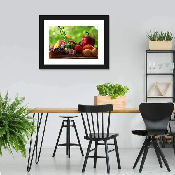 Fruits With Vegetables On Table Canvas Wall Art-3 Horizontal-Gallery Wrap-25" x 16"-Tiaracle