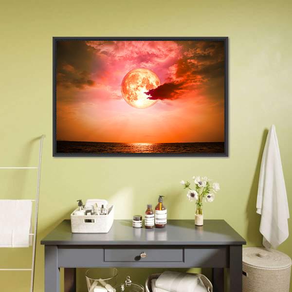 Full Blood Moon Canvas Wall Art-1 Piece-Floating Frame-24" x 16"-Tiaracle