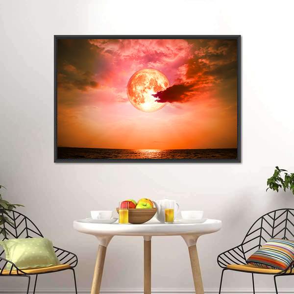Full Blood Moon Canvas Wall Art-3 Horizontal-Gallery Wrap-25" x 16"-Tiaracle