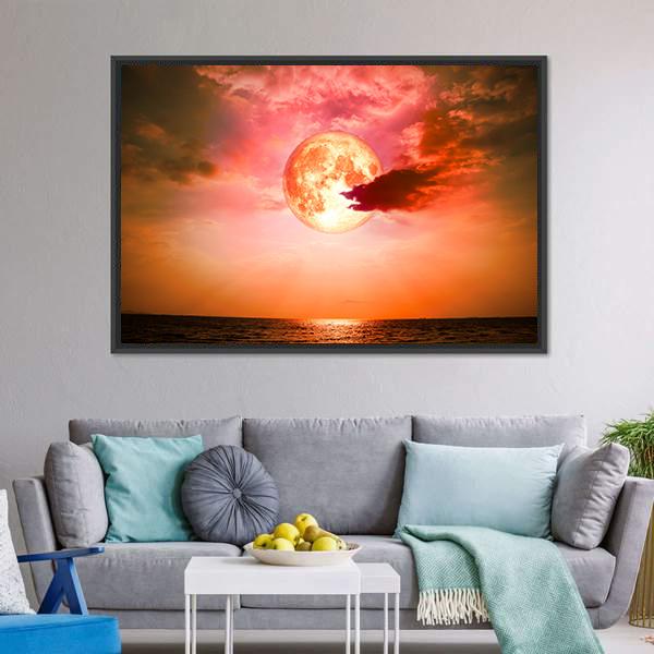 Full Blood Moon Canvas Wall Art-3 Horizontal-Gallery Wrap-25" x 16"-Tiaracle