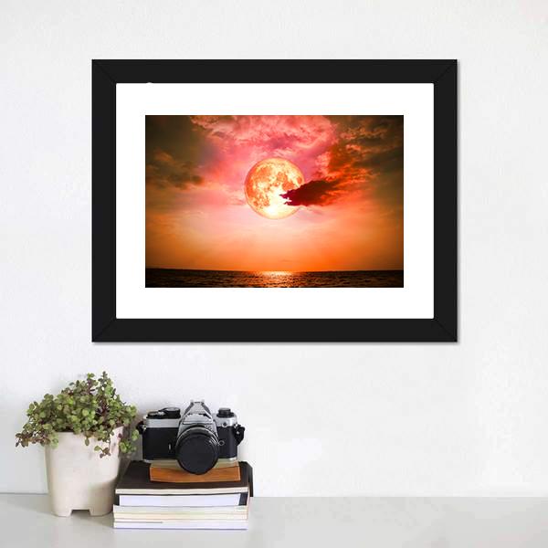 Full Blood Moon Canvas Wall Art-1 Piece-Framed Print-20" x 16"-Tiaracle