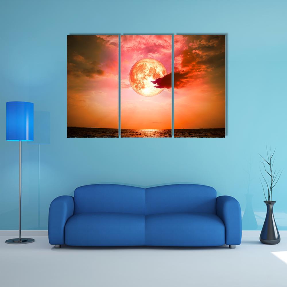 Full Blood Moon Canvas Wall Art-3 Horizontal-Gallery Wrap-37" x 24"-Tiaracle