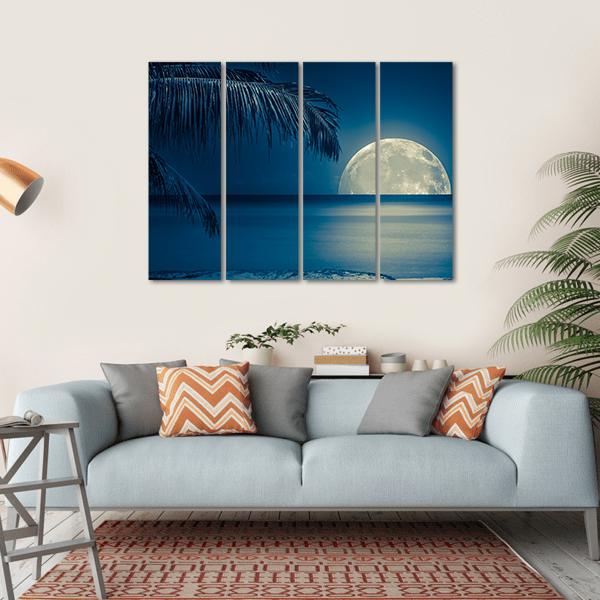 Moon Reflected On Water Canvas Wall Art-4 Horizontal-Gallery Wrap-34" x 24"-Tiaracle