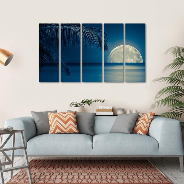 Moon Reflected On Water Canvas Wall Art-5 Horizontal-Gallery Wrap-22" x 12"-Tiaracle