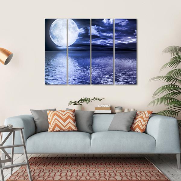 Moon Reflection In Water Canvas Wall Art-4 Horizontal-Gallery Wrap-34" x 24"-Tiaracle