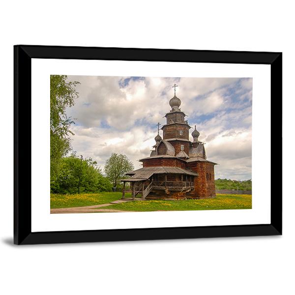 Fully Wooden Church Canvas Wall Art-3 Horizontal-Gallery Wrap-25" x 16"-Tiaracle