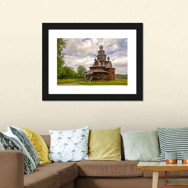 Fully Wooden Church Canvas Wall Art-3 Horizontal-Gallery Wrap-25" x 16"-Tiaracle