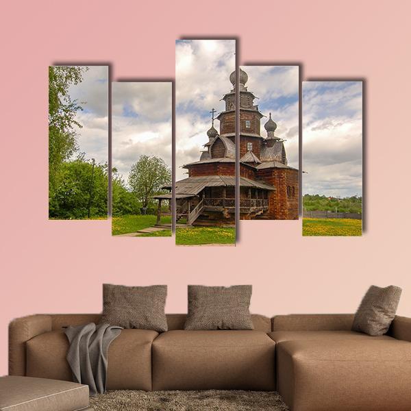 Fully Wooden Church Canvas Wall Art-5 Pop-Gallery Wrap-47" x 32"-Tiaracle