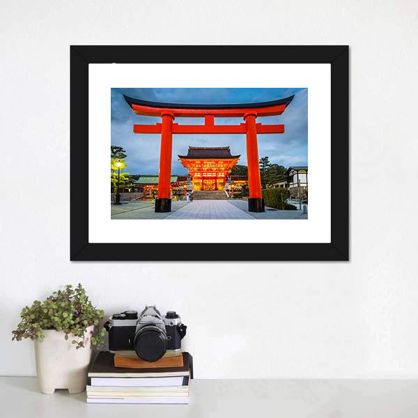 Fushimi Inari Taisha Canvas Wall Art-1 Piece-Framed Print-20" x 16"-Tiaracle