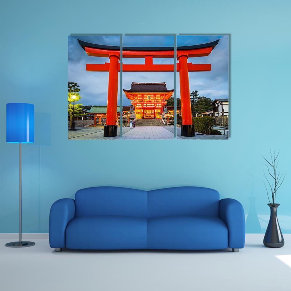 Fushimi Inari Taisha Canvas Wall Art-3 Horizontal-Gallery Wrap-37" x 24"-Tiaracle