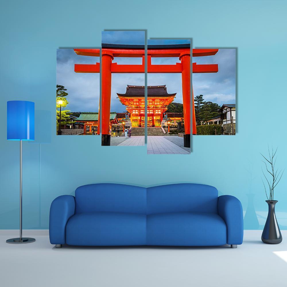 Fushimi Inari Taisha Canvas Wall Art-4 Pop-Gallery Wrap-50" x 32"-Tiaracle