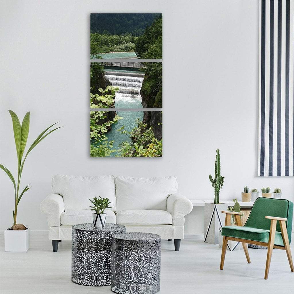 Fussen Lech Waterfall Vertical Canvas Wall Art-3 Vertical-Gallery Wrap-12" x 25"-Tiaracle