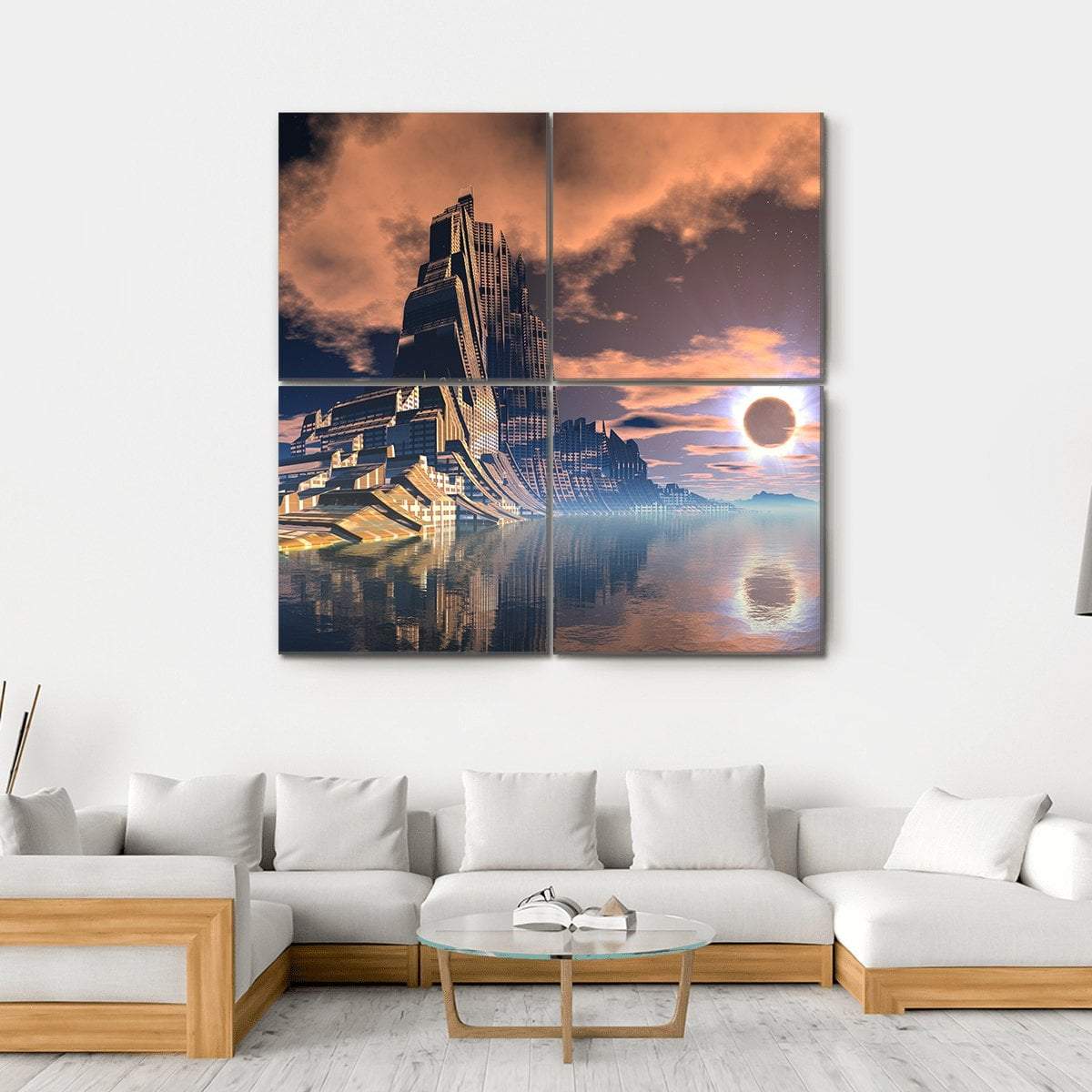 Alien City Canvas Wall Art-4 Square-Gallery Wrap-17" x 17"-Tiaracle