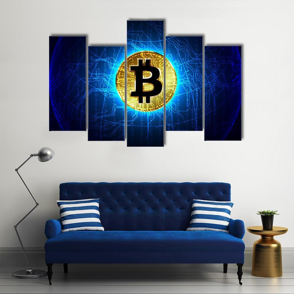 Futuristic Digital Money Canvas Wall Art-5 Pop-Gallery Wrap-47" x 32"-Tiaracle