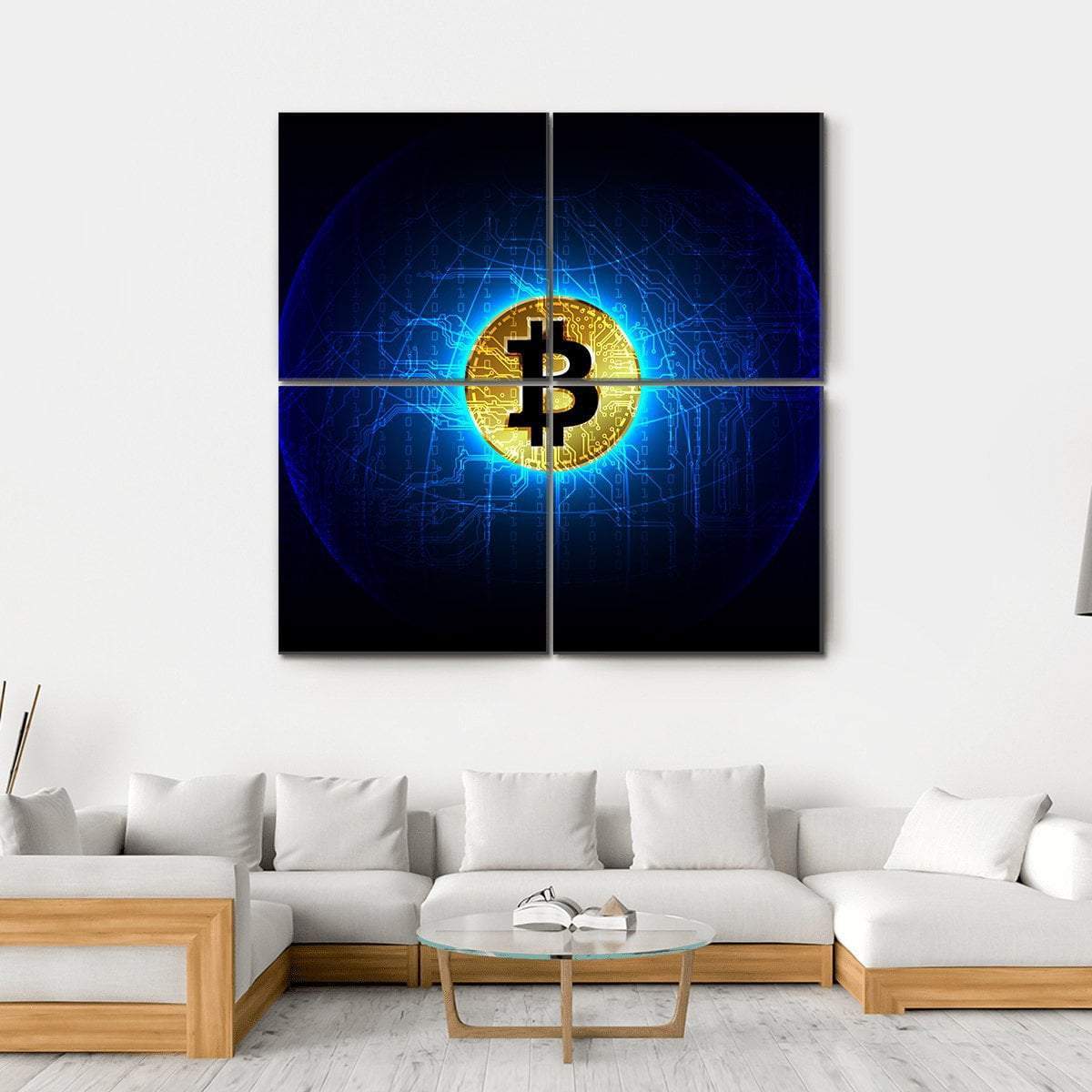 Futuristic Digital Money Canvas Wall Art-4 Square-Gallery Wrap-17" x 17"-Tiaracle