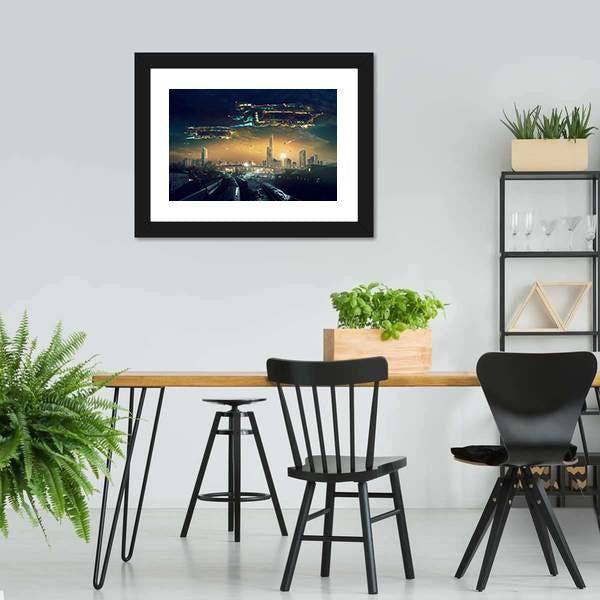 Futuristic Flying Spaceships Canvas Wall Art-3 Horizontal-Gallery Wrap-25" x 16"-Tiaracle