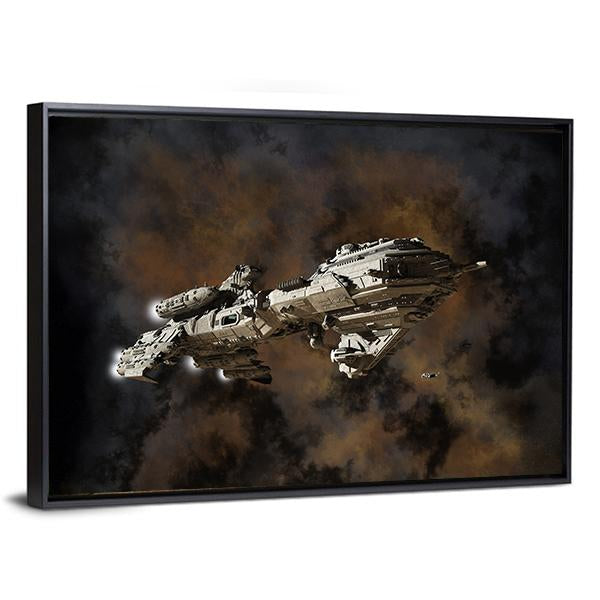 Futuristic Interstellar Escort Frigate Canvas Wall Art-3 Horizontal-Gallery Wrap-25" x 16"-Tiaracle