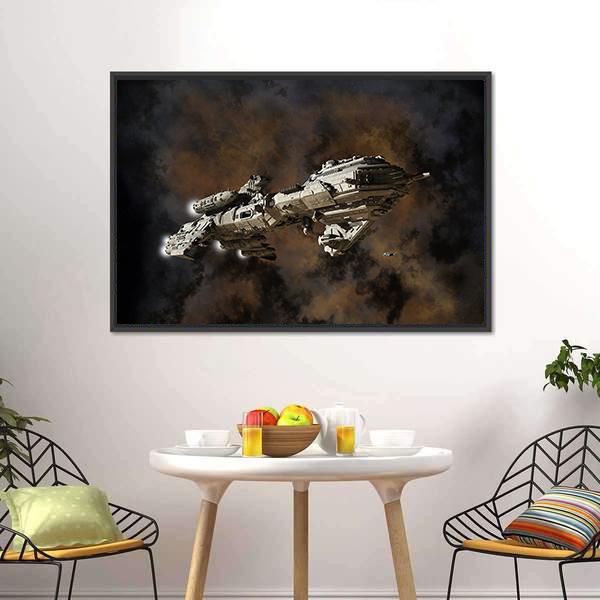 Futuristic Interstellar Escort Frigate Canvas Wall Art-3 Horizontal-Gallery Wrap-25" x 16"-Tiaracle