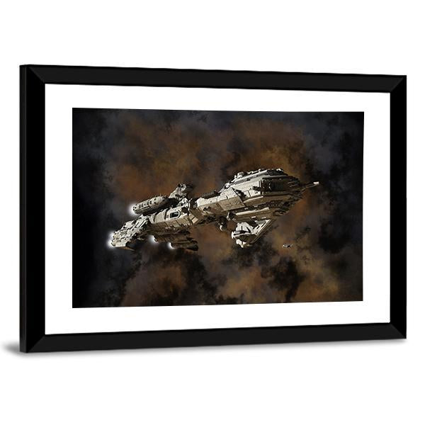 Futuristic Interstellar Escort Frigate Canvas Wall Art-3 Horizontal-Gallery Wrap-25" x 16"-Tiaracle